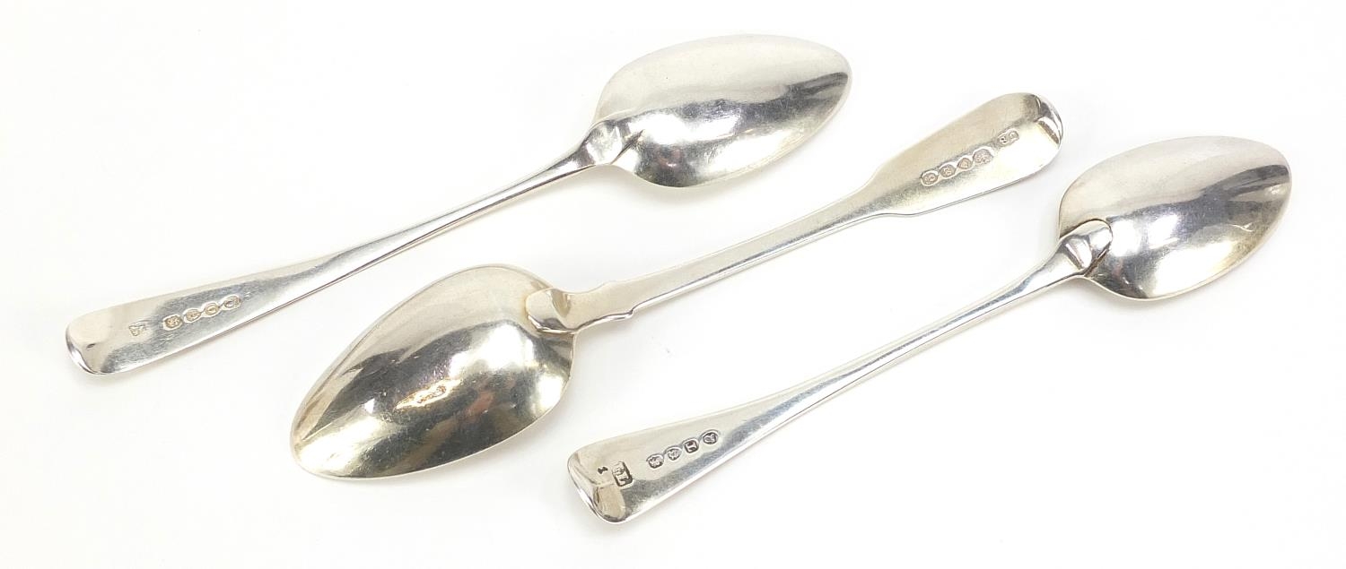 Three George III and later silver spoons, various maker's marks London 1814, 1827 and 1829, each - Image 2 of 3