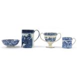 Late 18th/early 19th century blue and white printed pottery with Zeller collection labels comprising