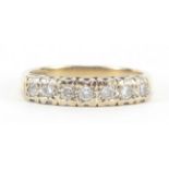 9ct gold diamond half eternity ring, size P, 2.7g