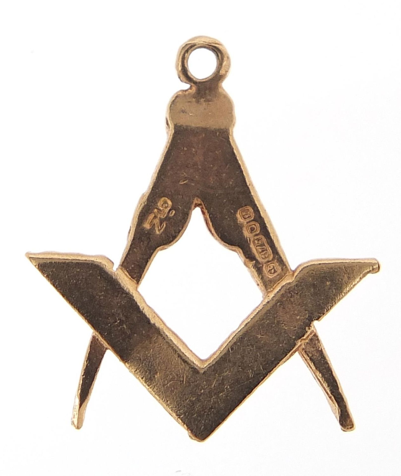 9ct gold masonic charm, 2.1cm high, 1.0g - Image 2 of 3
