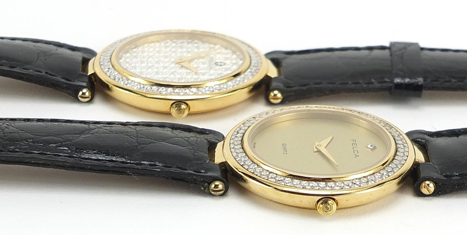 Felca, two 18ct gold plated wristwatches numbered 721.019, 30mm in diameter - Image 5 of 6