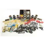 Large collection of model railway electrical wiring, connectors, Magne-matic couplers and Seep