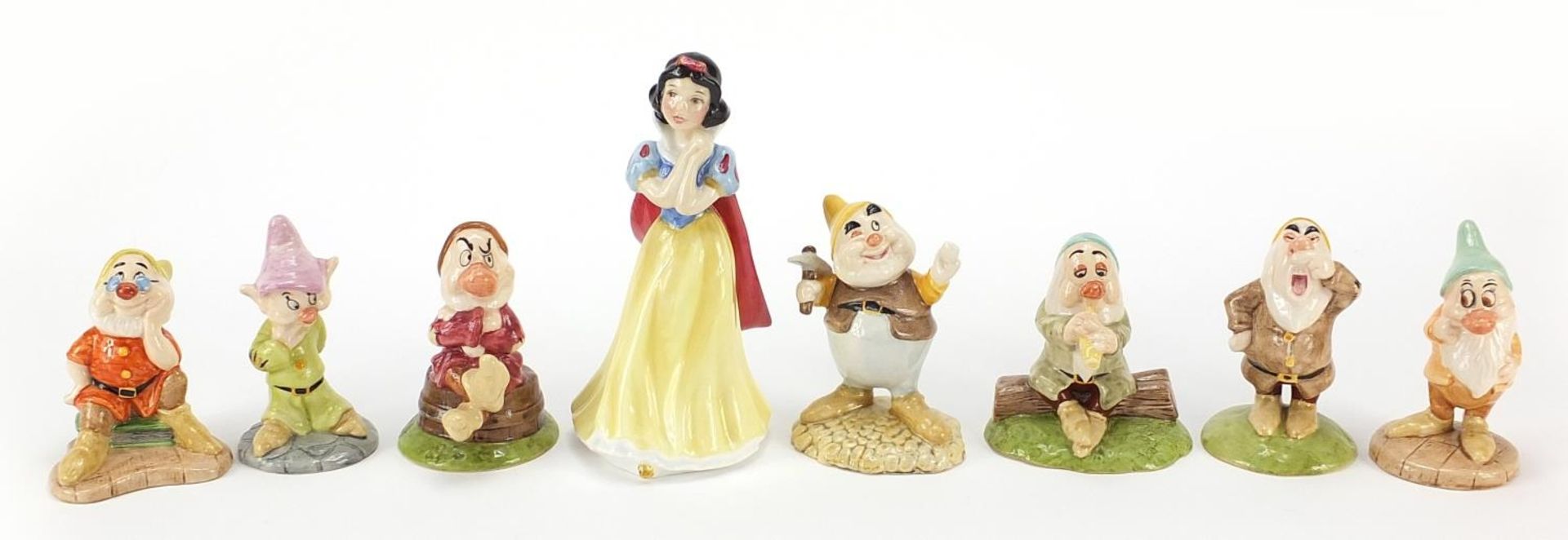 Royal Doulton Snow White & The Seven Dwarfs with boxes, the largest 15cm high - Image 2 of 7