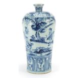 Chinese blue and white porcelain Meiping vase hand painted with figures in a landscape, 24.5cm high