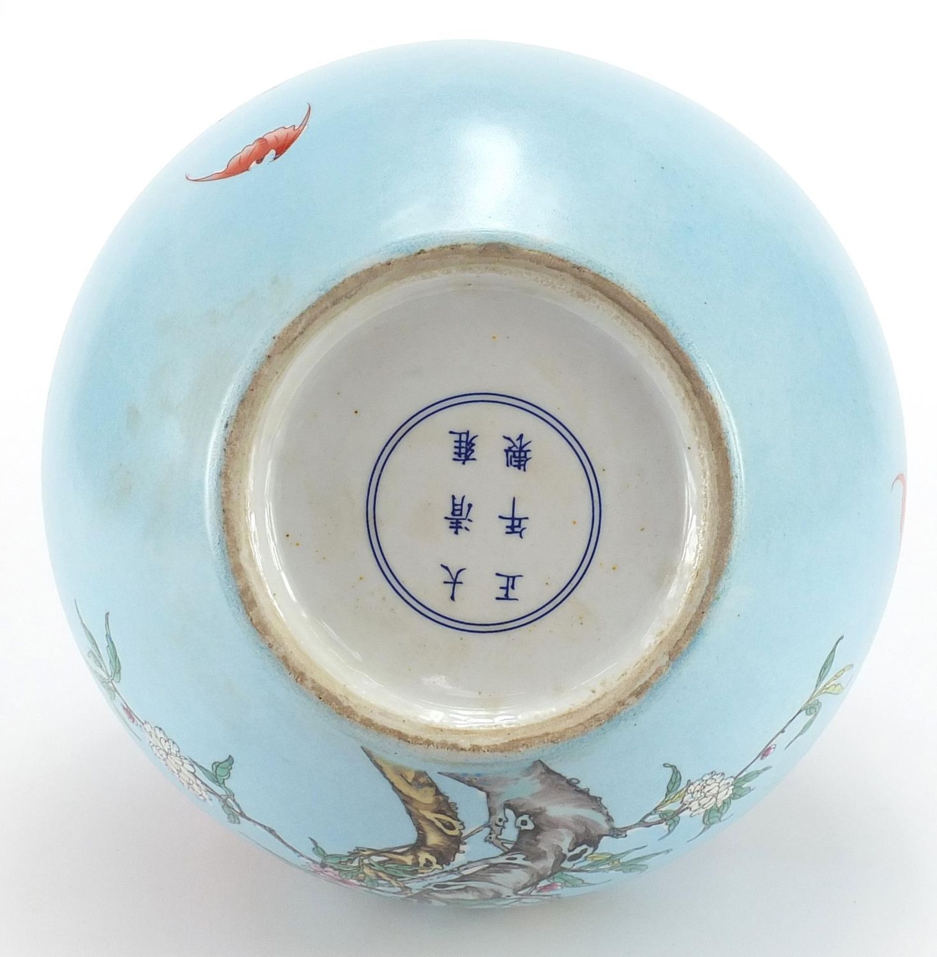 Large Chinese porcelain vase decorated with peach trees, six figure character marks to the base, - Image 3 of 3