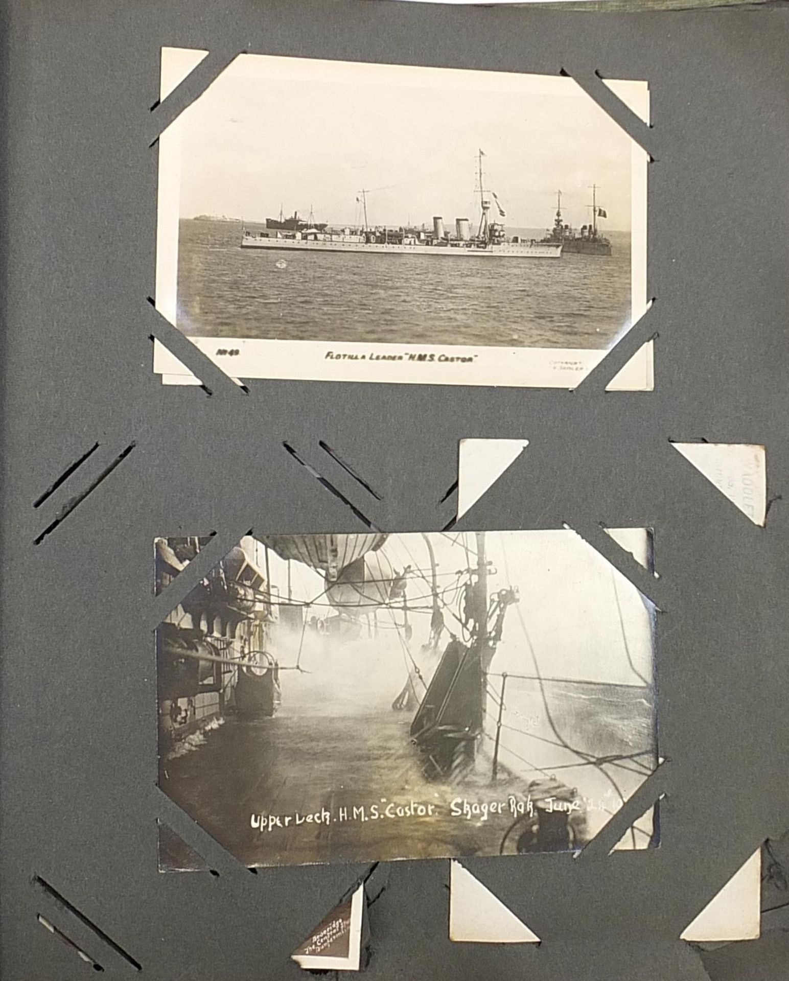 Topographical and Naval interest postcards arranged in an album, some photographic including ships - Image 14 of 15