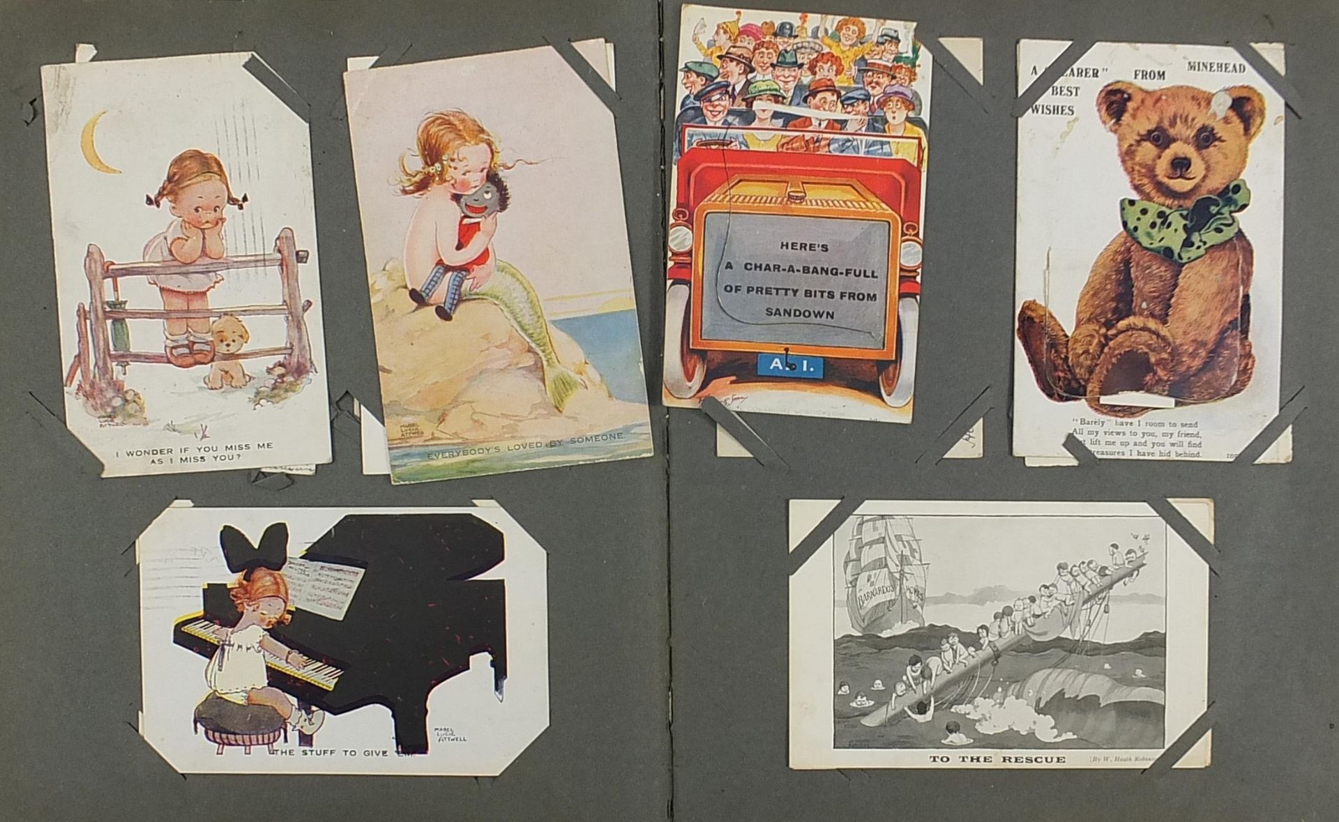 Collection of postcards predominantly arranged in albums including ships, Mabel Lucie Attwell and - Image 4 of 19