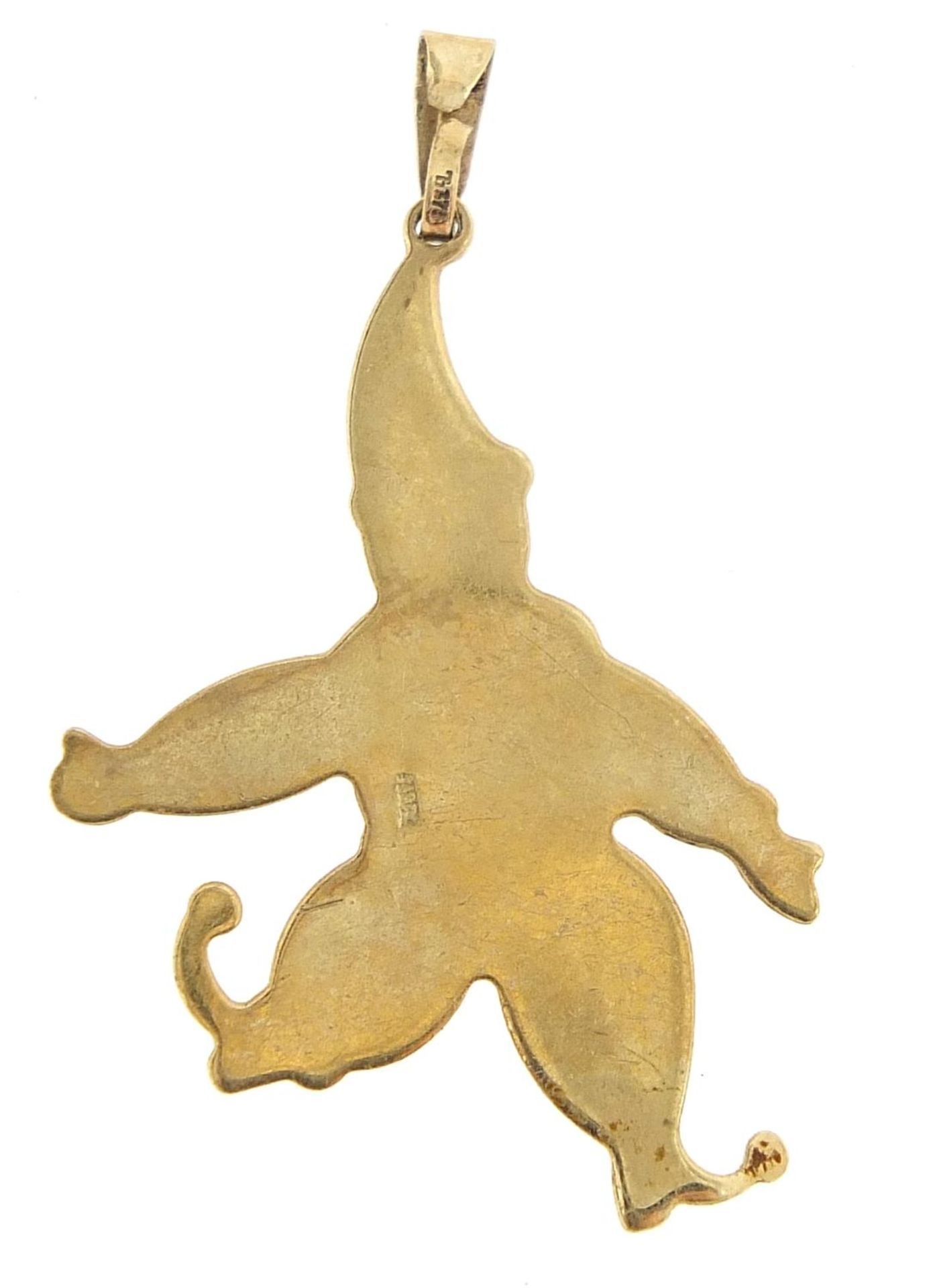 9ct two tone gold clown pendant, 3.8cm high, 1.2g - Image 3 of 3