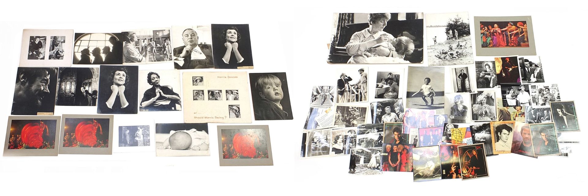 Collection of vintage photographs, some theatrical including Morris Newcombe black and white film