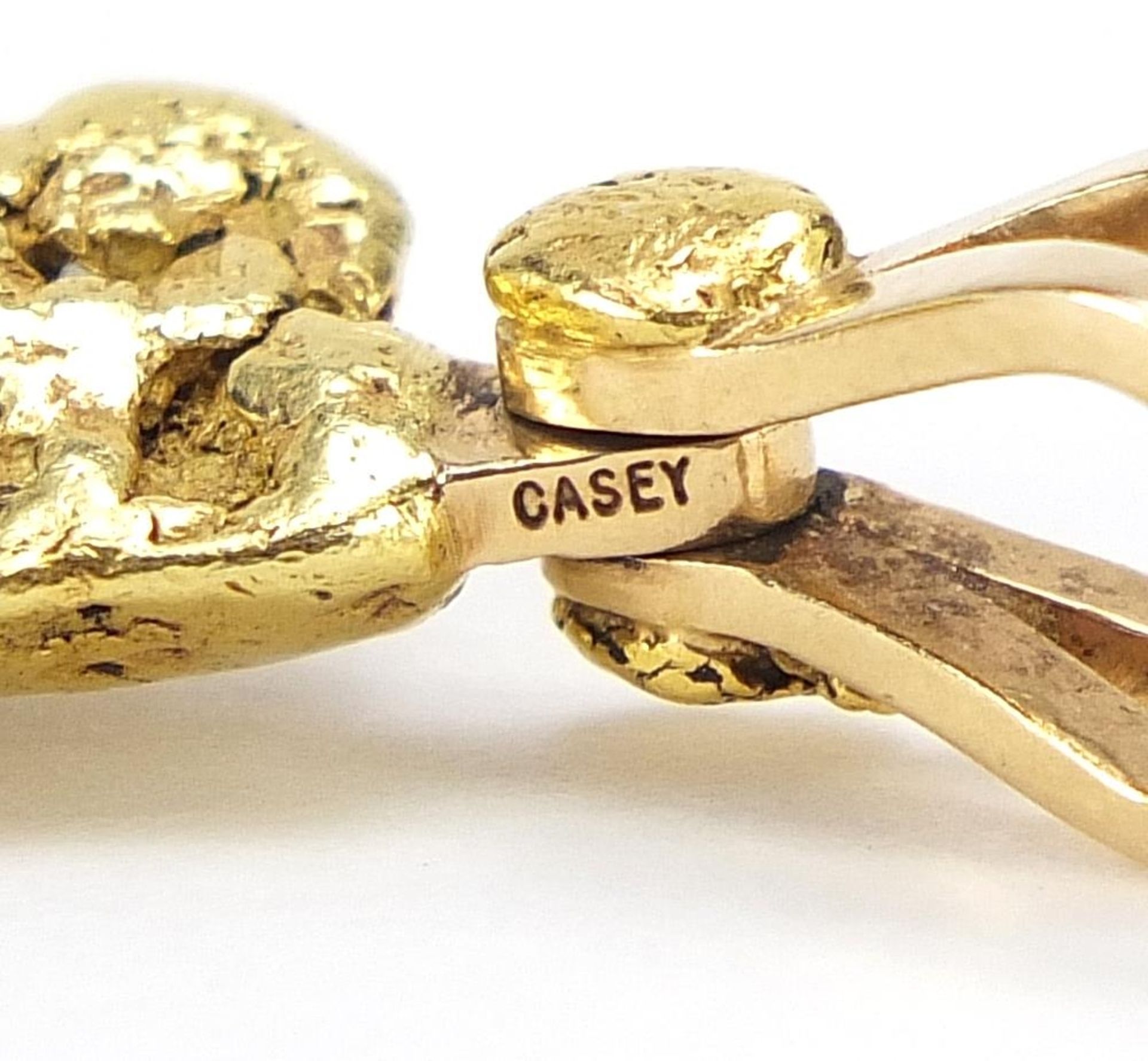 Heavy gold nugget pendant, the suspension loop marked 14k CASEY, 4cm high, 22.7g - Bild 3 aus 4