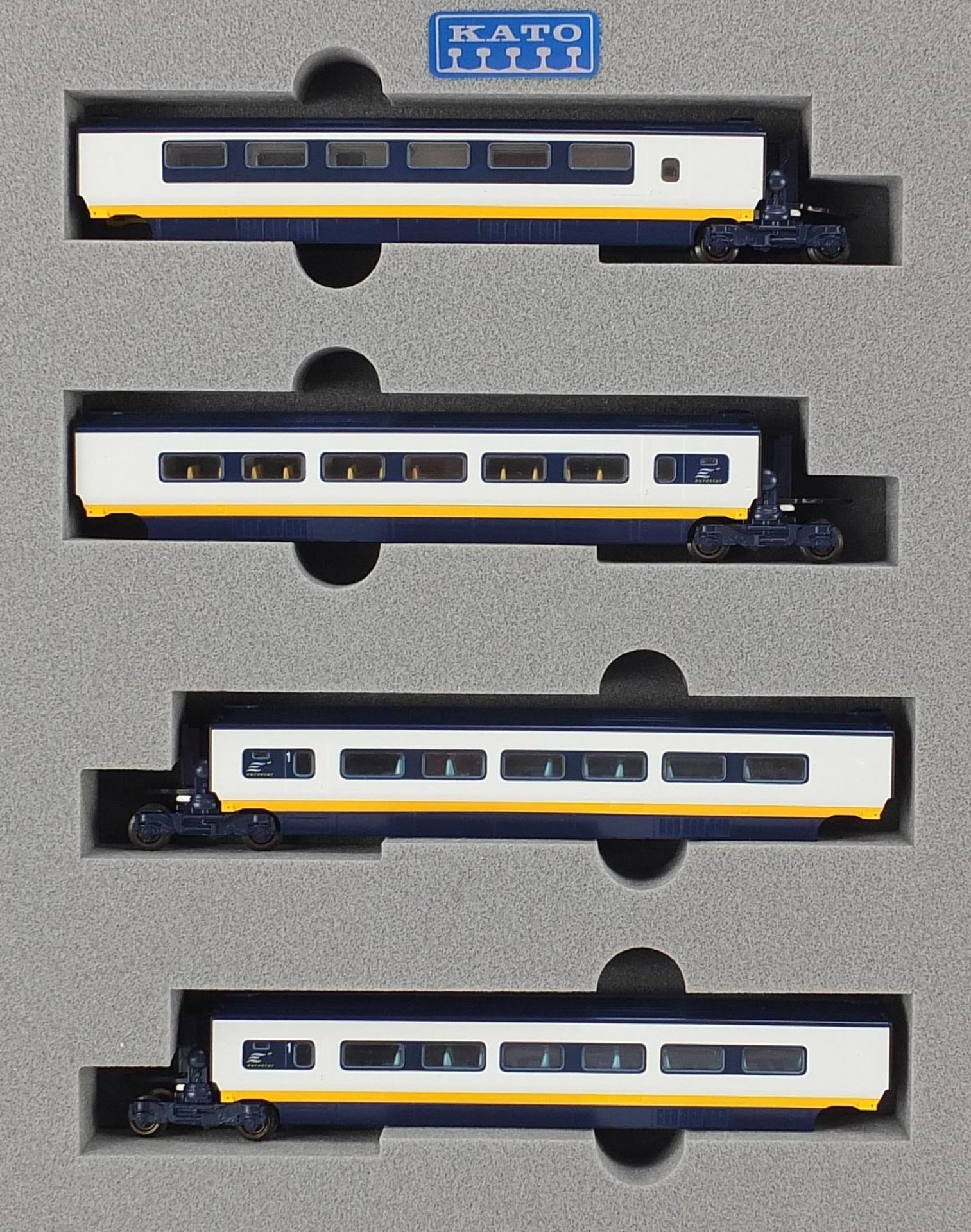 Two Kato N gauge model railway Eurostar four car sets with boxes, numbers 10-328 - Image 2 of 6
