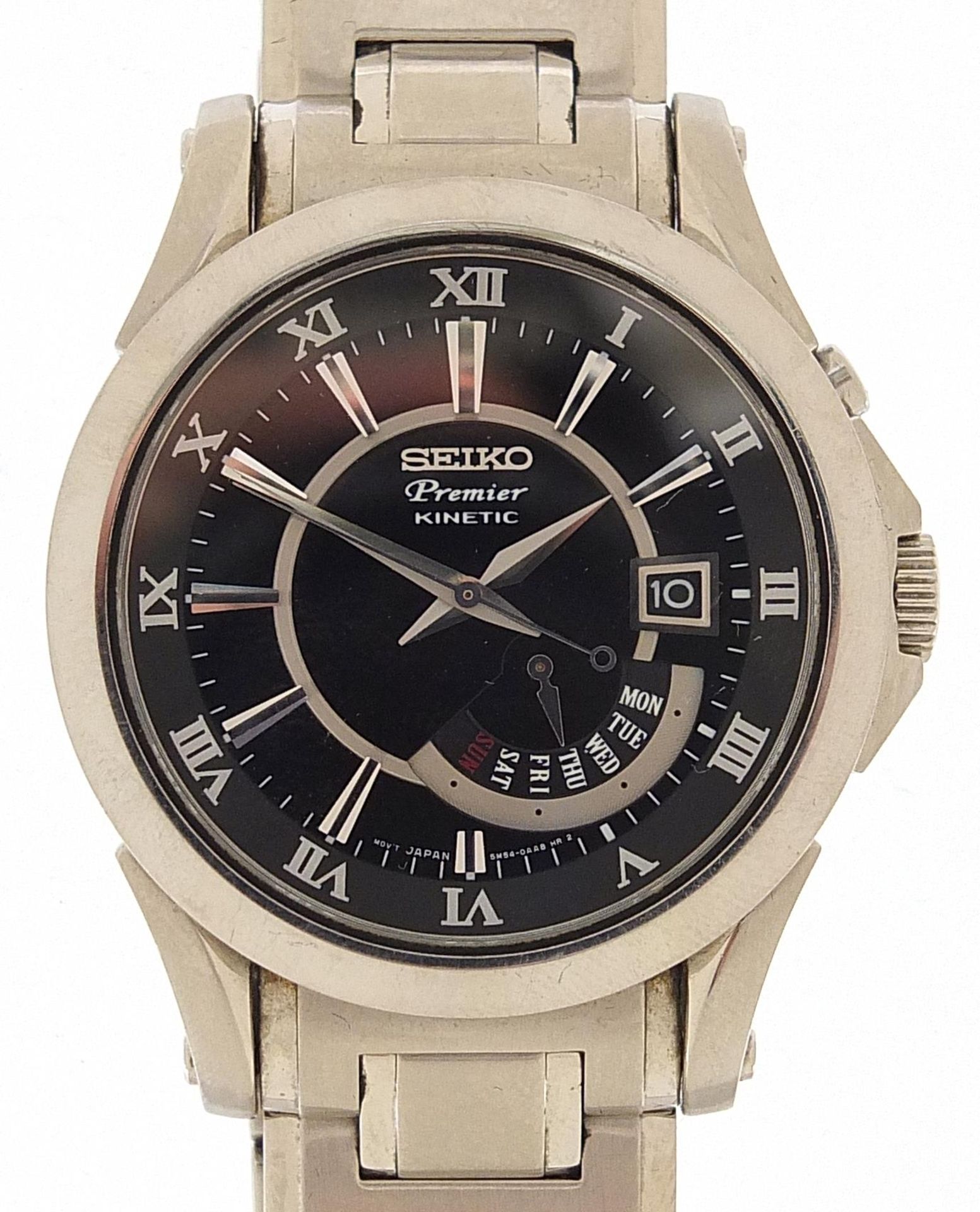 Seiko, gentlemen's Seiko Premier kinetic wristwatch with date aperture with box and original receipt