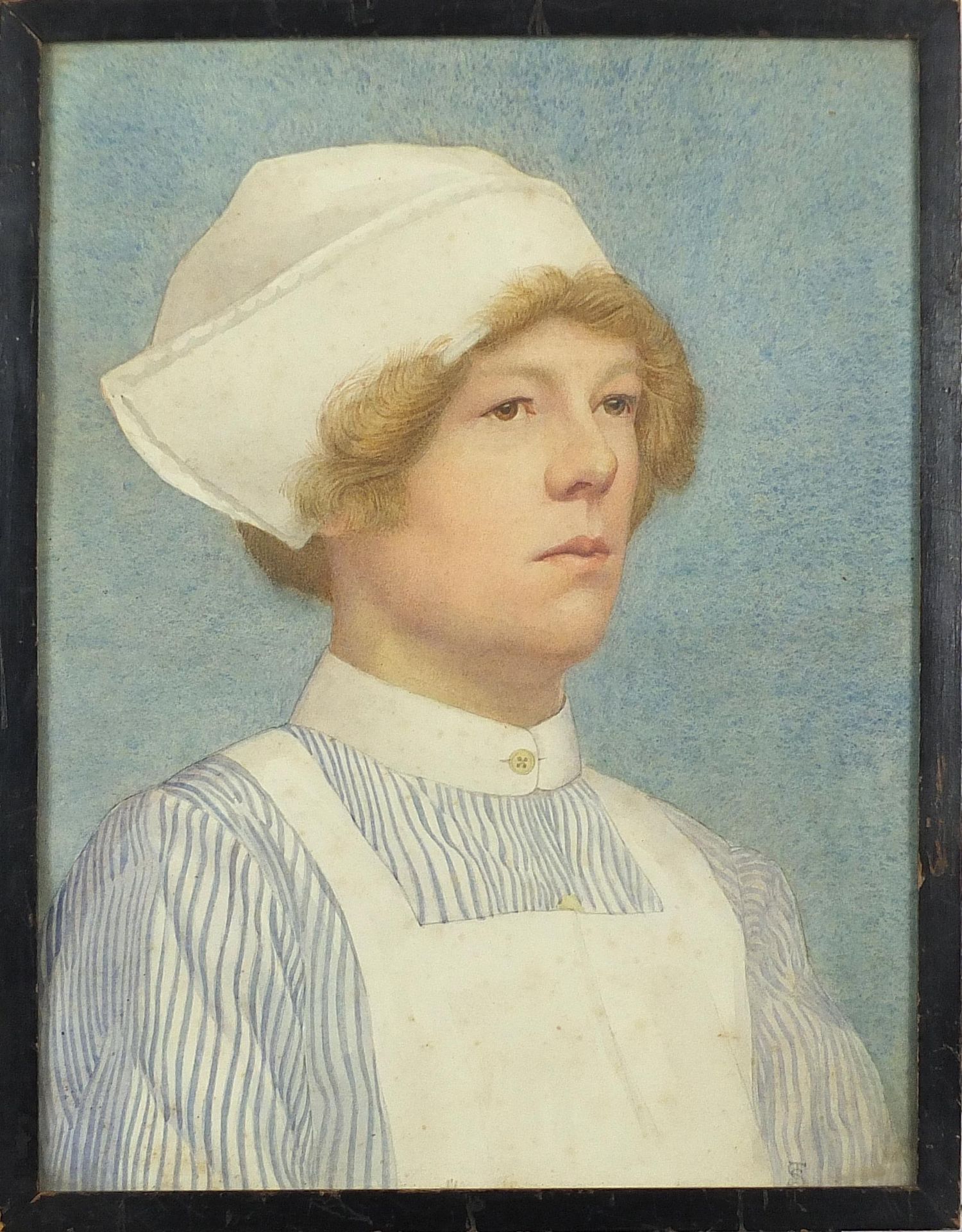 Thomas Capel Walton Smith - Head and shoulders portrait of a nurse, early 20th century monogrammed - Image 2 of 5