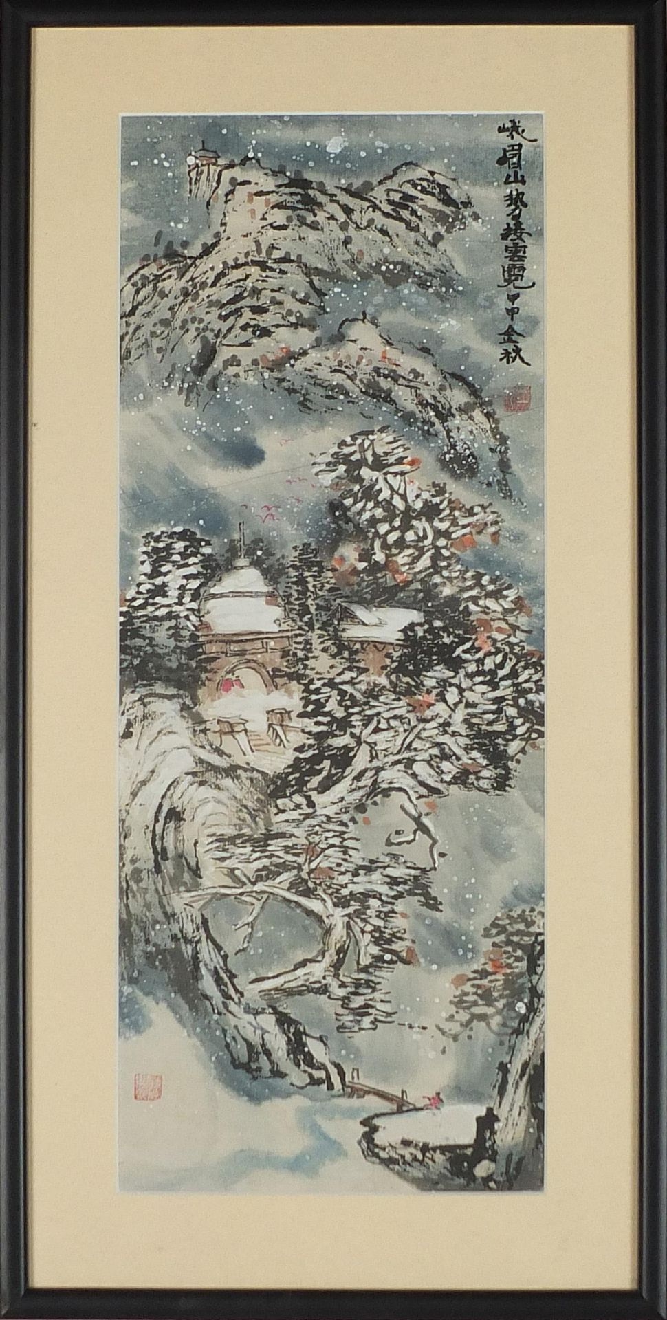The Four Seasons, set of four Chinese ink and watercolours with character marks and red seal - Image 7 of 17
