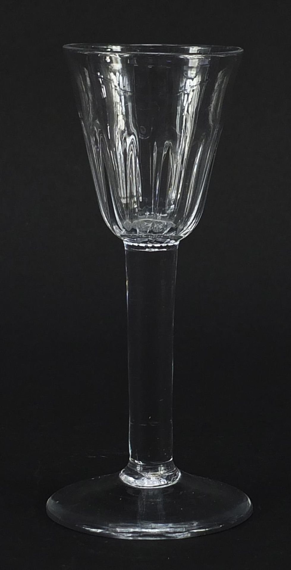 18th century wine glass with facetted bowl, 15cm high