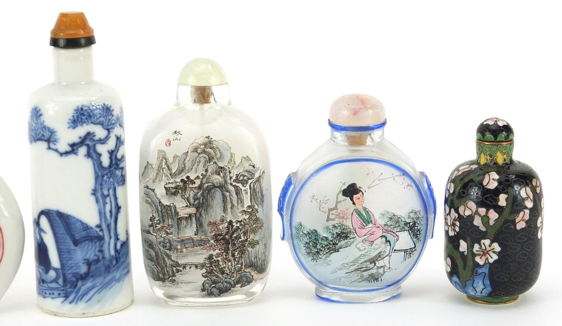 Chinese snuff bottles including internally hand painted, cloisonne and porcelain examples, the - Image 3 of 7
