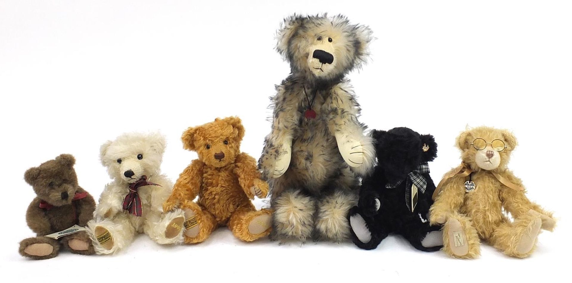 Six collectable teddy bears including Deans 2003 Centenary bear - Drizzle limited edition 134/250,