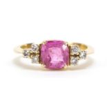 18ct gold ruby and diamond ring, size N, 4.9g