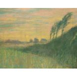 Landscape with trees, Impressionist oil on canvas, indistinctly signed and inscribed, mounted and