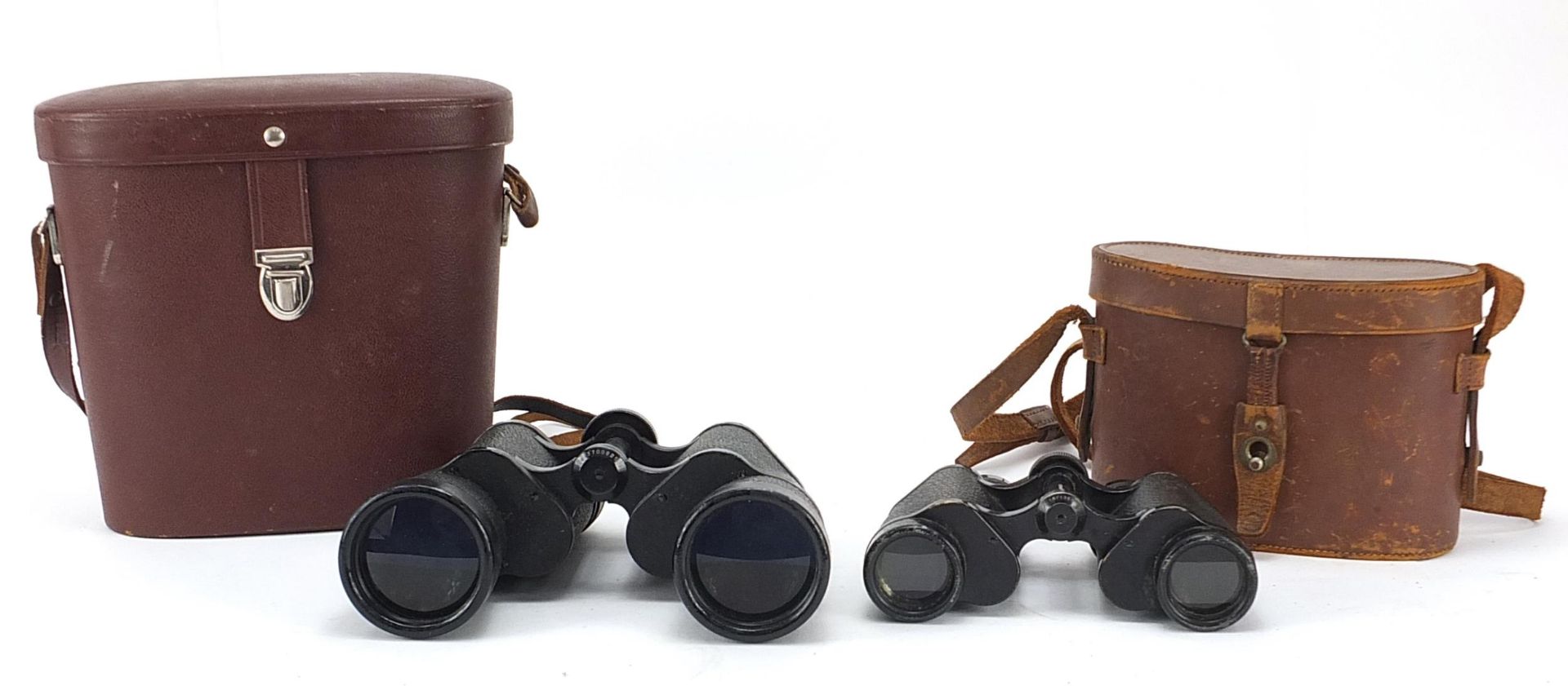 Two pairs of Carl Zeiss Jena binoculars with cases comprising Deltrintem 8 x 30 and Pentekarem 15