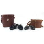 Two pairs of Carl Zeiss Jena binoculars with cases comprising Deltrintem 8 x 30 and Pentekarem 15