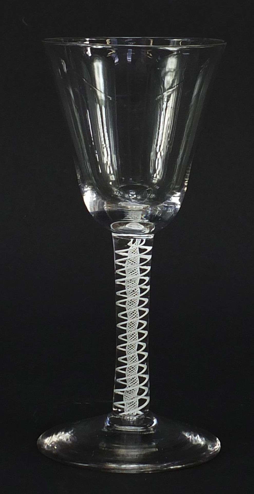 18th century wine glass with multiple opaque twist stem, 16.5cm high