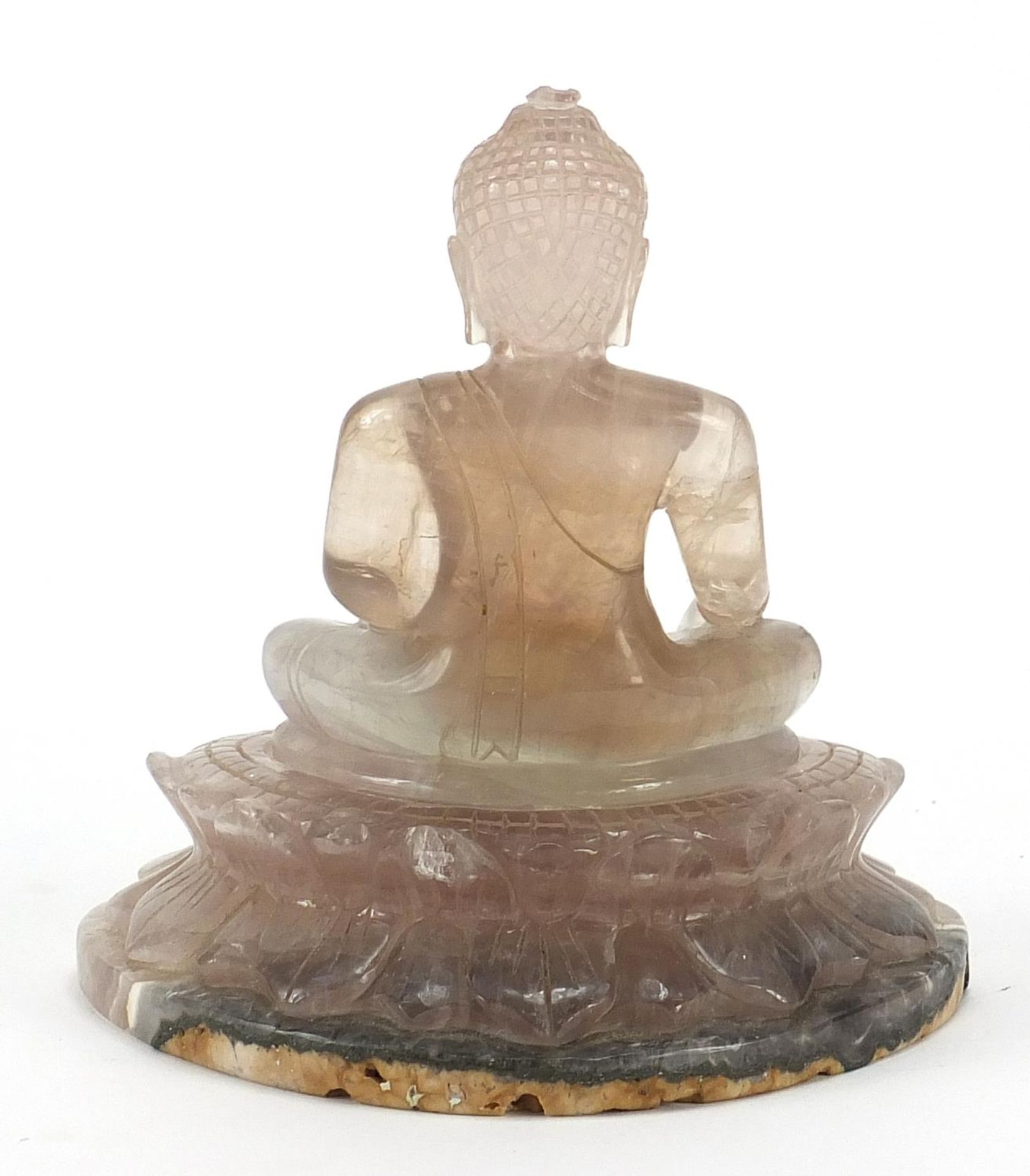 Chinese crystal carving of Buddha on stand, 16cm high - Image 2 of 4