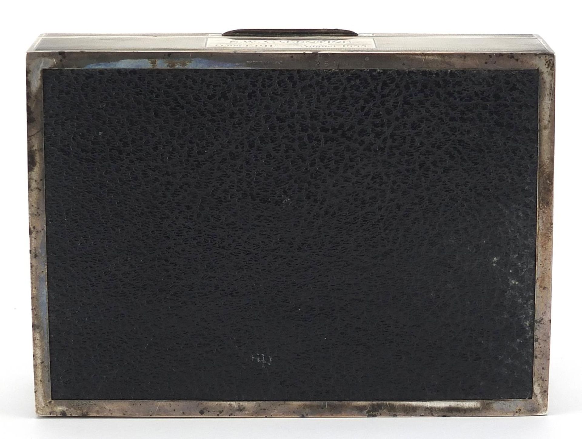 John Rose, Elizabeth II rectangular silver cigar box with engine turned decoration, 4.6cm H x 16.5cm - Image 4 of 4