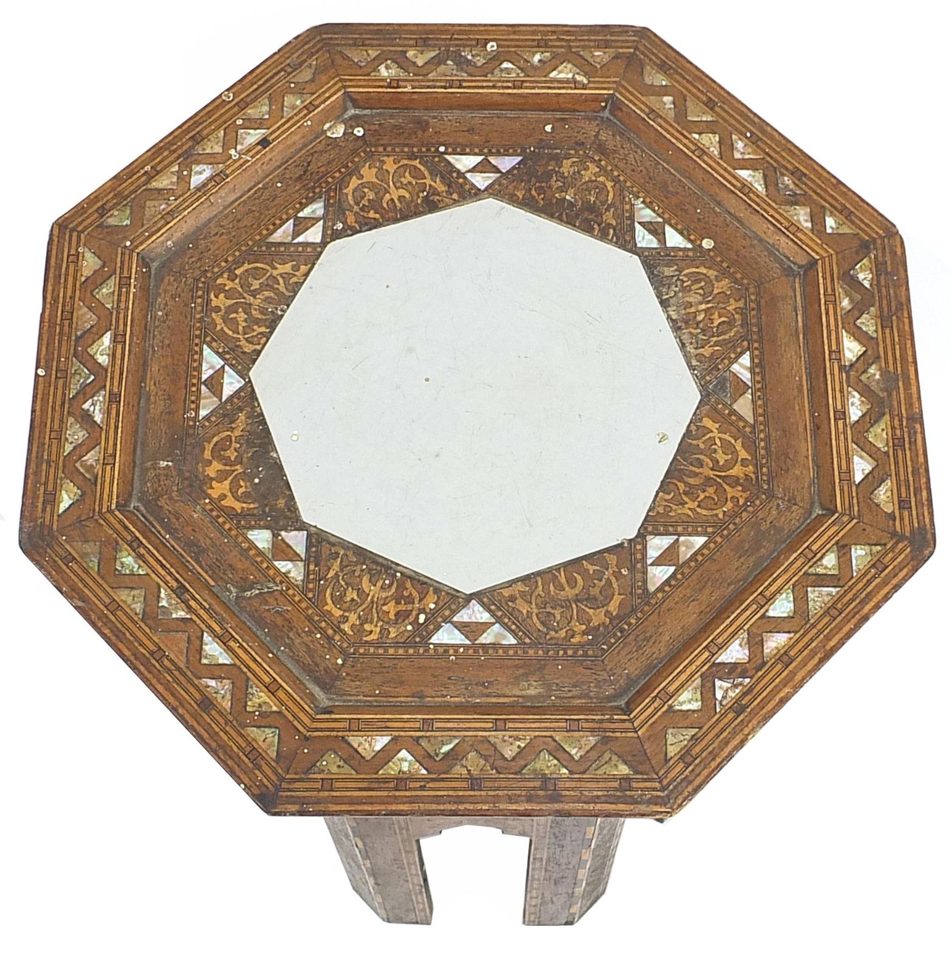 Manner of Liberty & Co, Moorish style inlaid octagonal side table with mother of pearl inlay, 62.5cm - Image 2 of 3