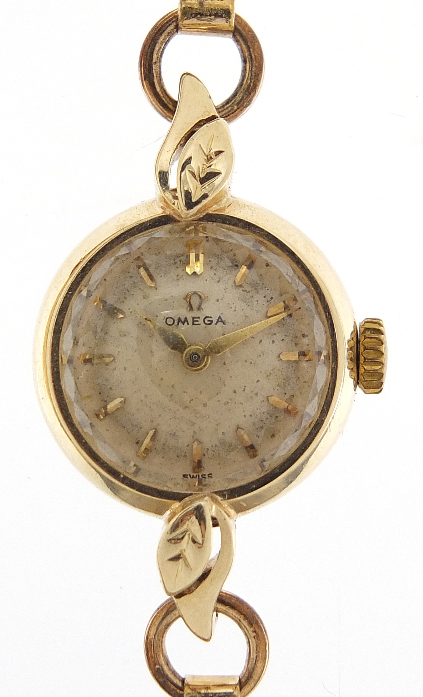 Omega, ladies 14ct gold Omega wristwatch with gold plated strap, the movement numbered 17391850,