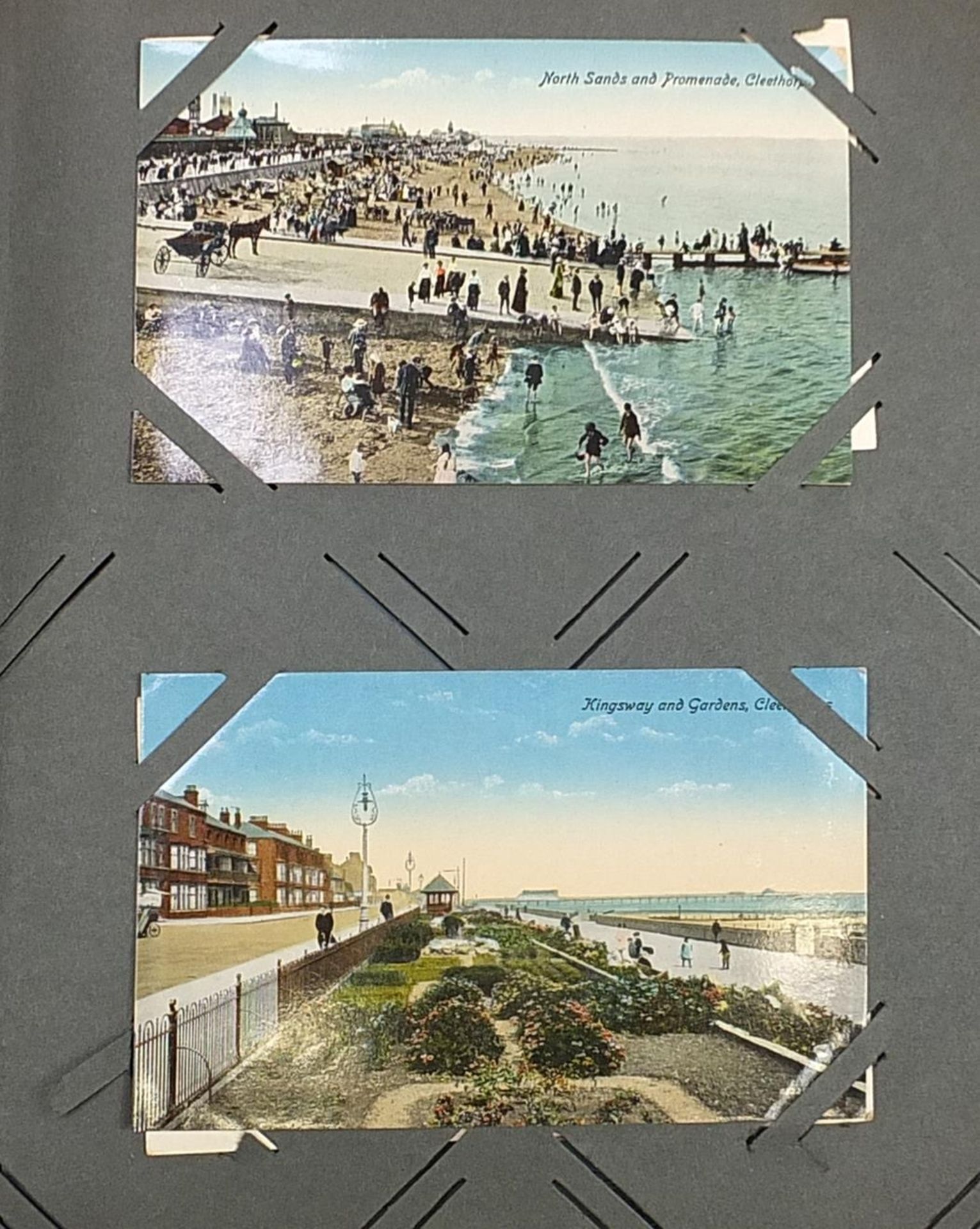 Topographical and Naval interest postcards arranged in an album, some photographic including ships - Image 3 of 15