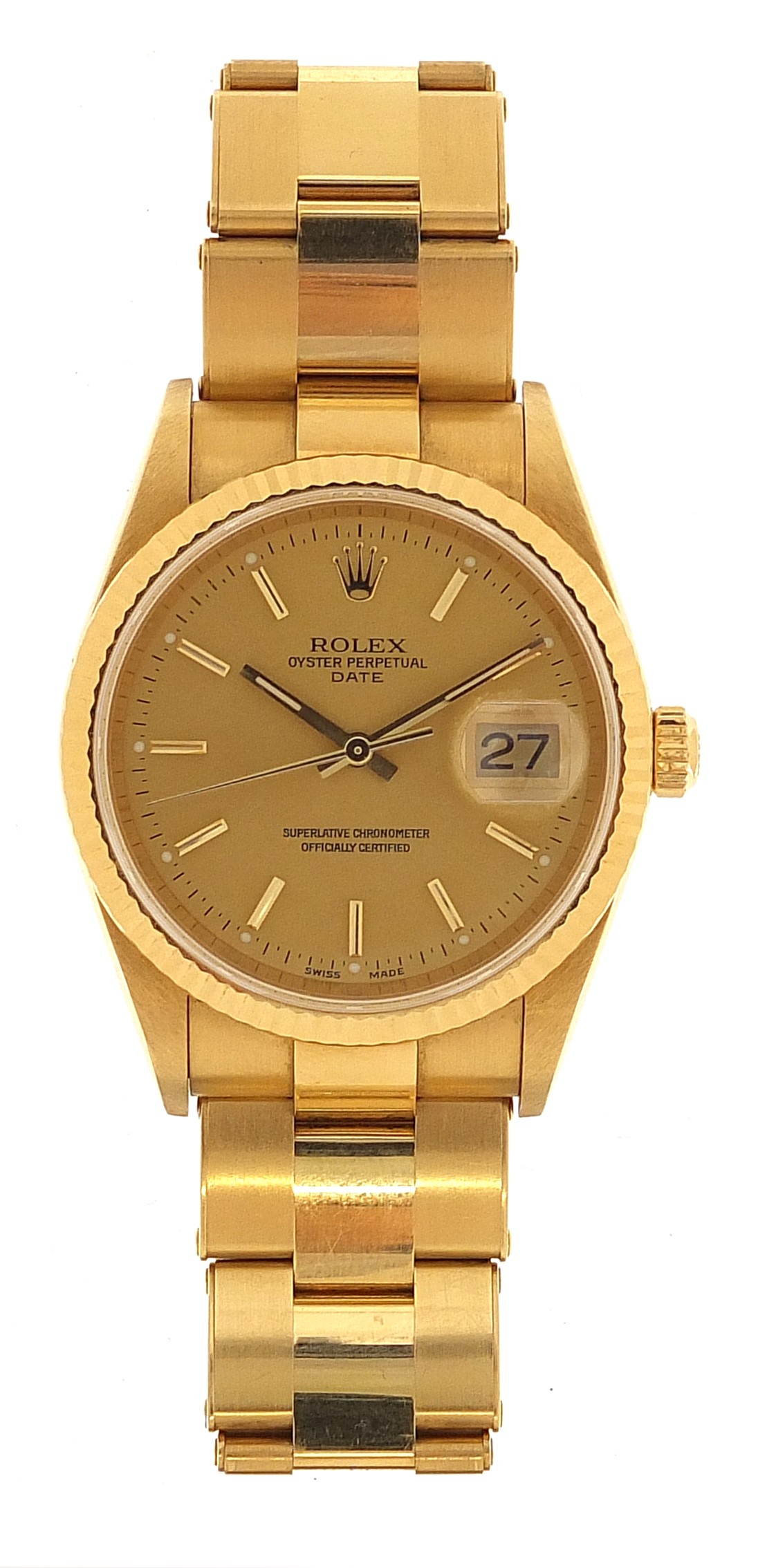 Rolex, 18ct gold gentlemen's Oyster Perpetual Date automatic wristwatch with champagne dial and 18ct - Image 2 of 17
