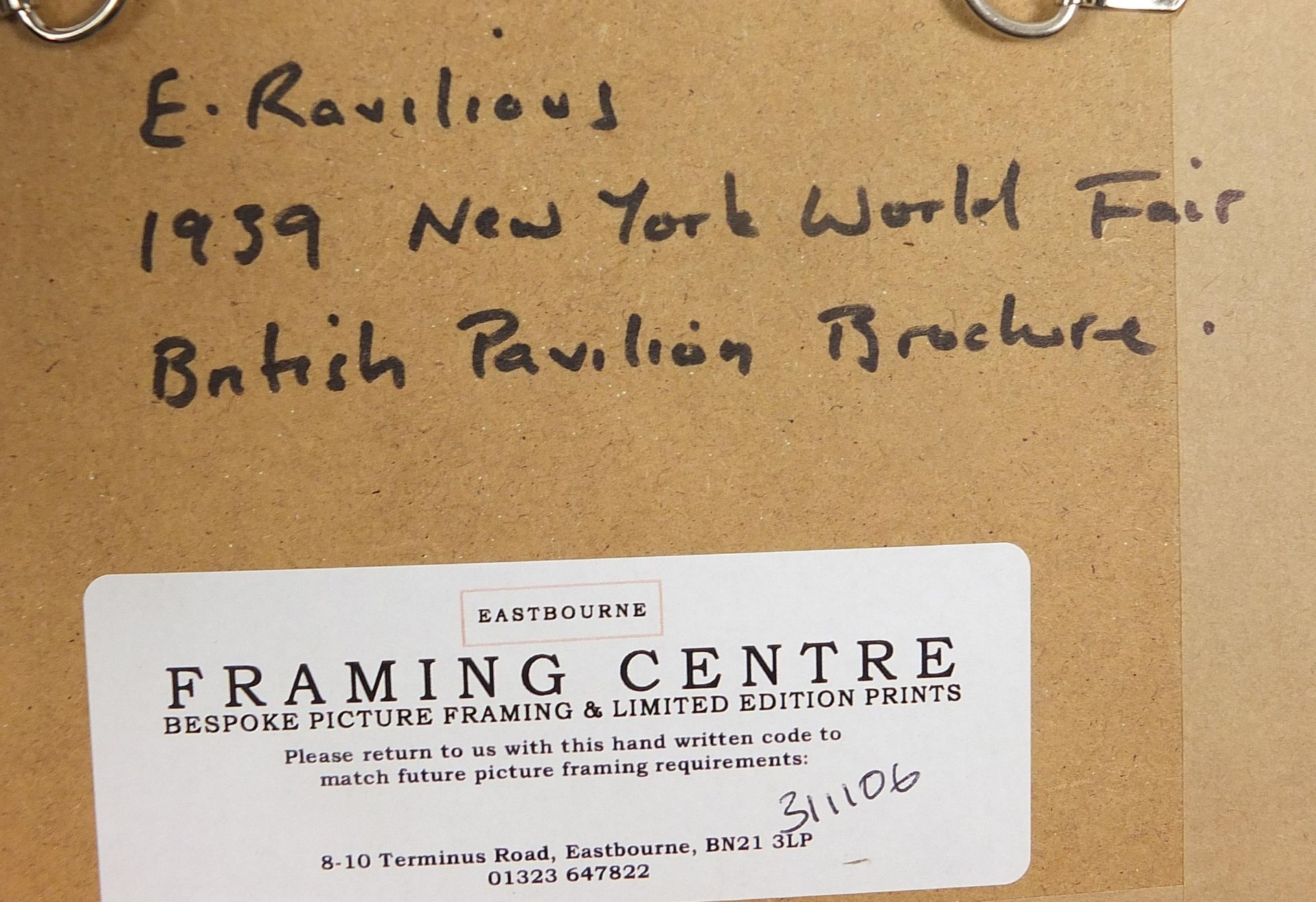 After Eric Ravilious - British Pavilion Brochure, 1939 New York World Fair print, details verso, - Bild 4 aus 4