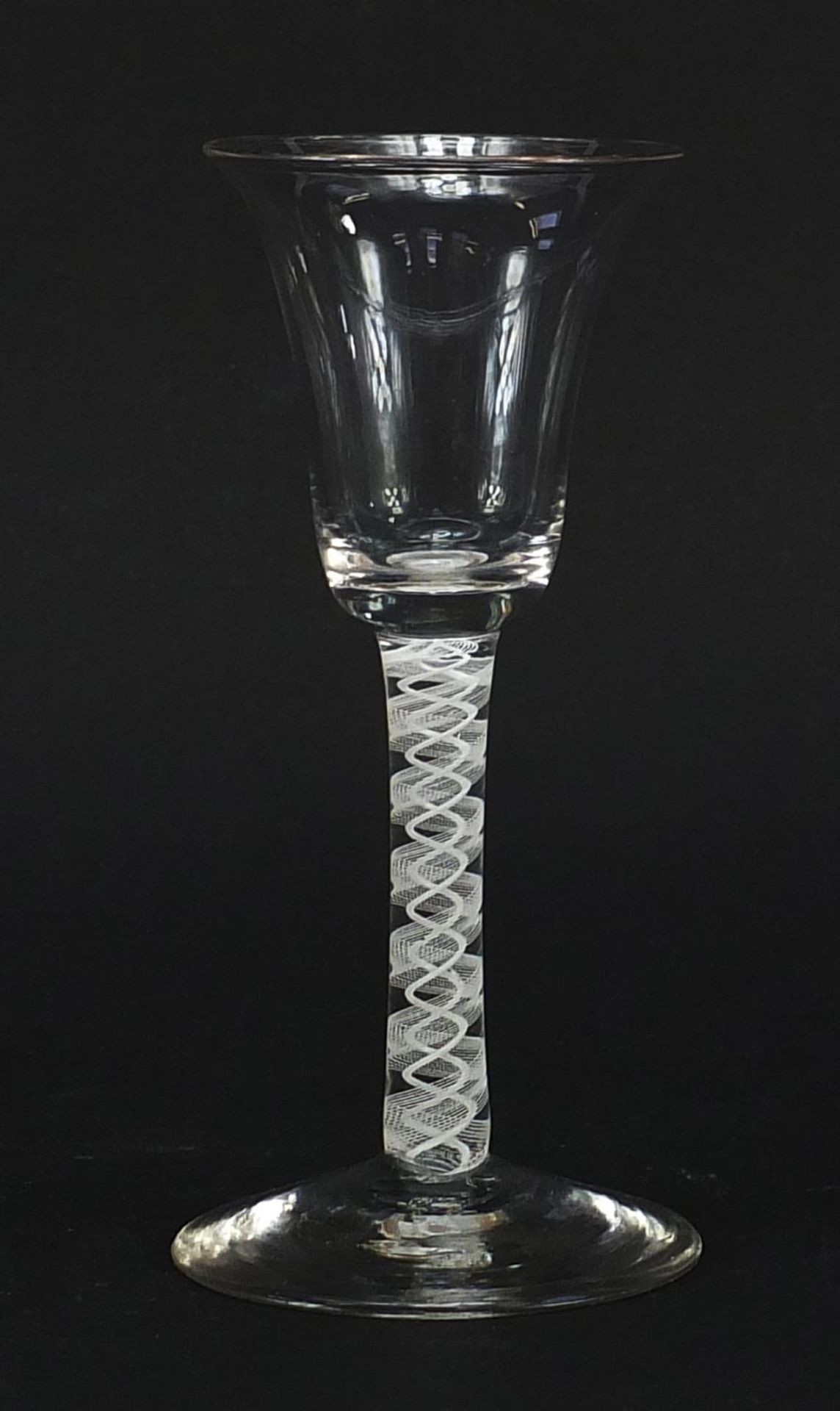 18th century wine glass with bell shaped bowl and multiple opaque twist stem, 16cm high - Image 2 of 3