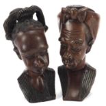 Two African carved hardwood busts, the largest 22.5cm high