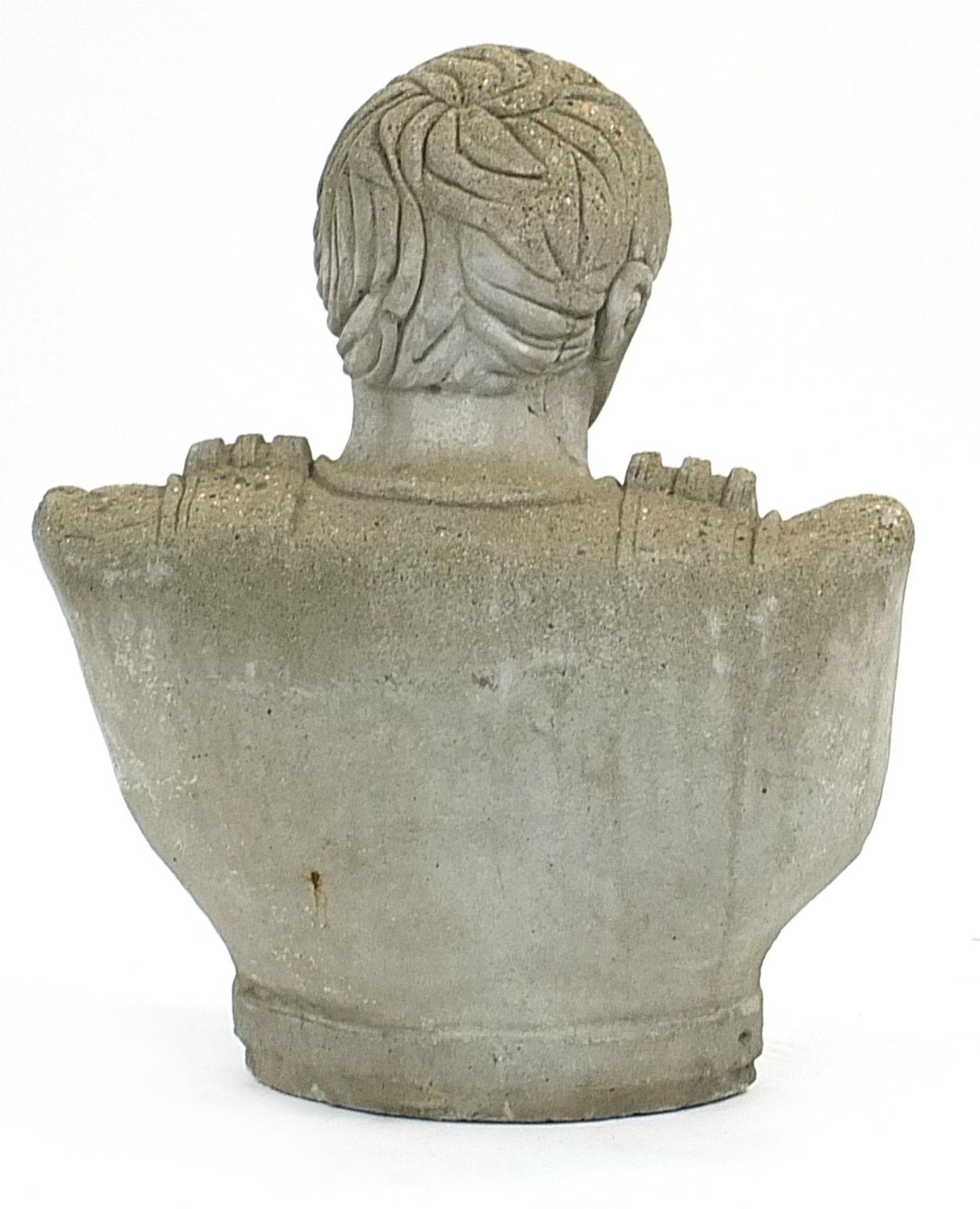 Stoneware garden bust of a Roman Emperor, 56cm high - Image 2 of 2
