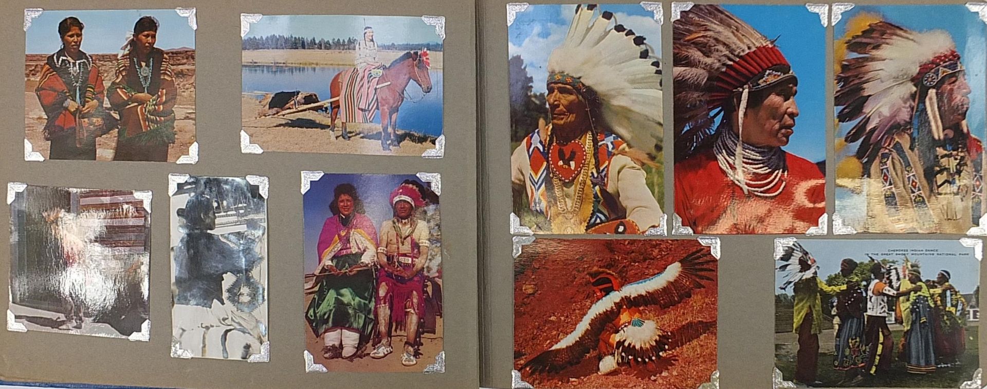 North American Indian photographs, some black and white, arranged in an album - Image 3 of 13