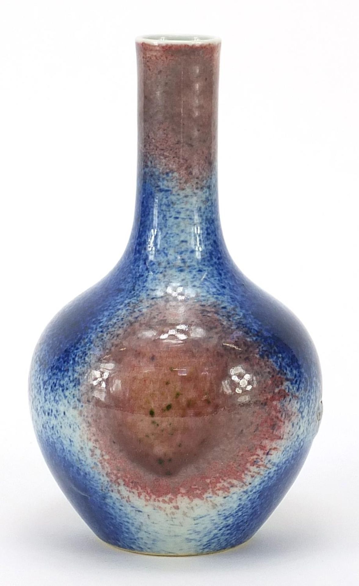 Chinese powder blue and iron red porcelain vase, 18cm high