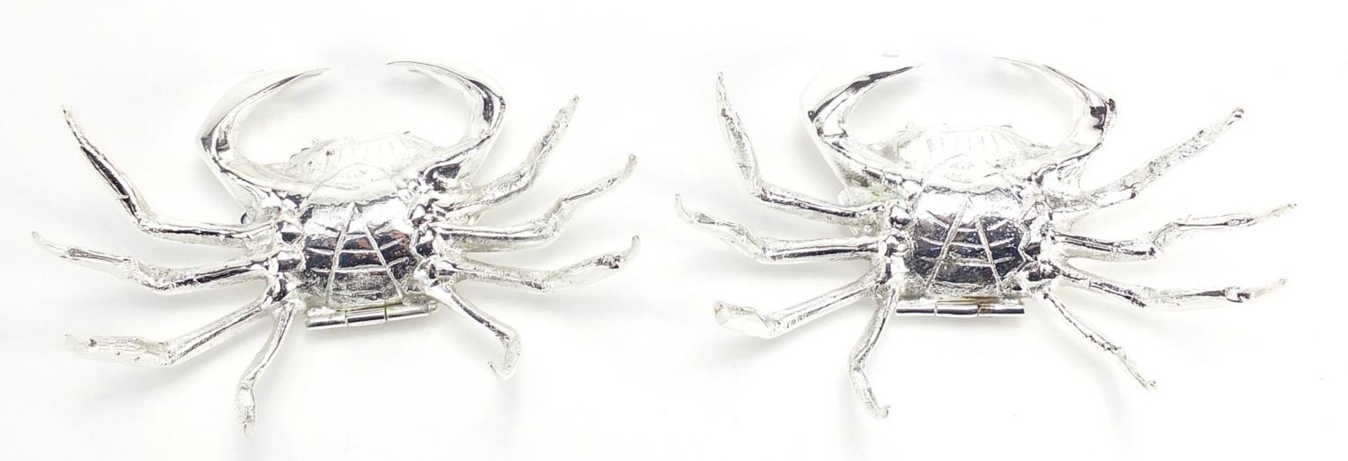 Pair of silver plated crab design trinkets with hinged lids, 12cm wide - Image 5 of 5