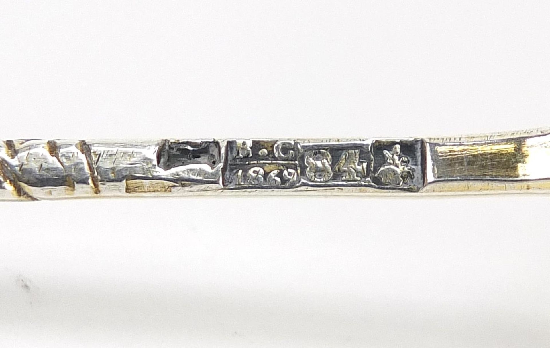 Rusian silver gilt niello work spoon, impressed Russian marks, 14cm in length, 20.8g - Image 3 of 3