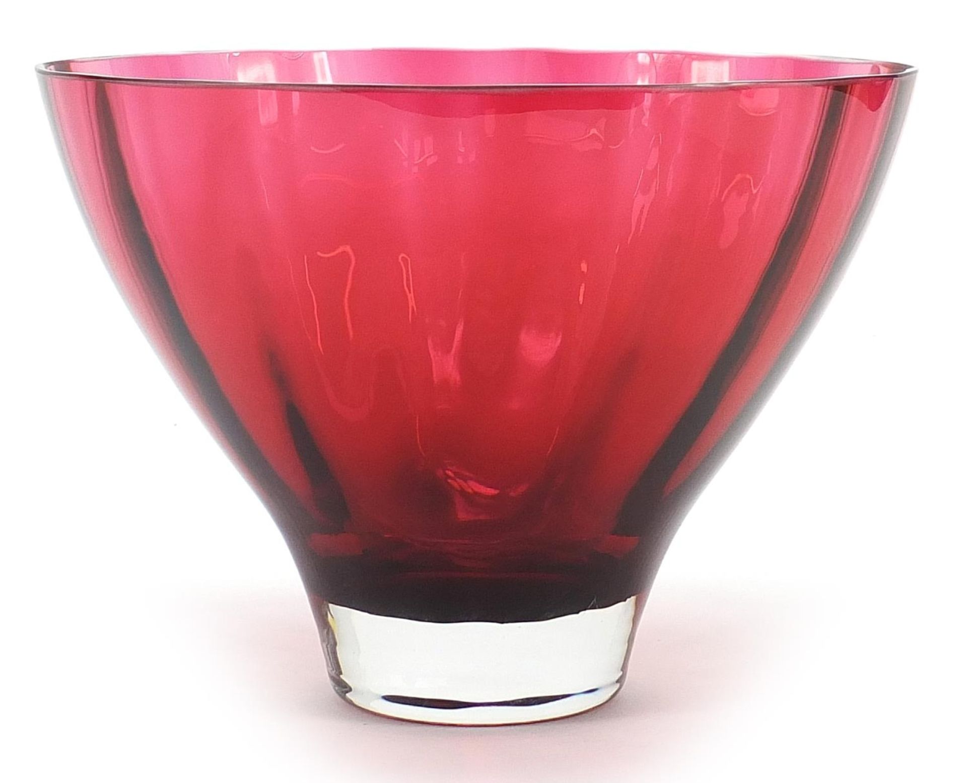 Dartington Crystal ruby glass bowl, 17cm high x 23.5cm in diameter - Image 2 of 4