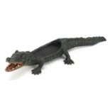 Cold painted bronze crocodile in the style of Franz Xaver Bergmann, 22cm in length