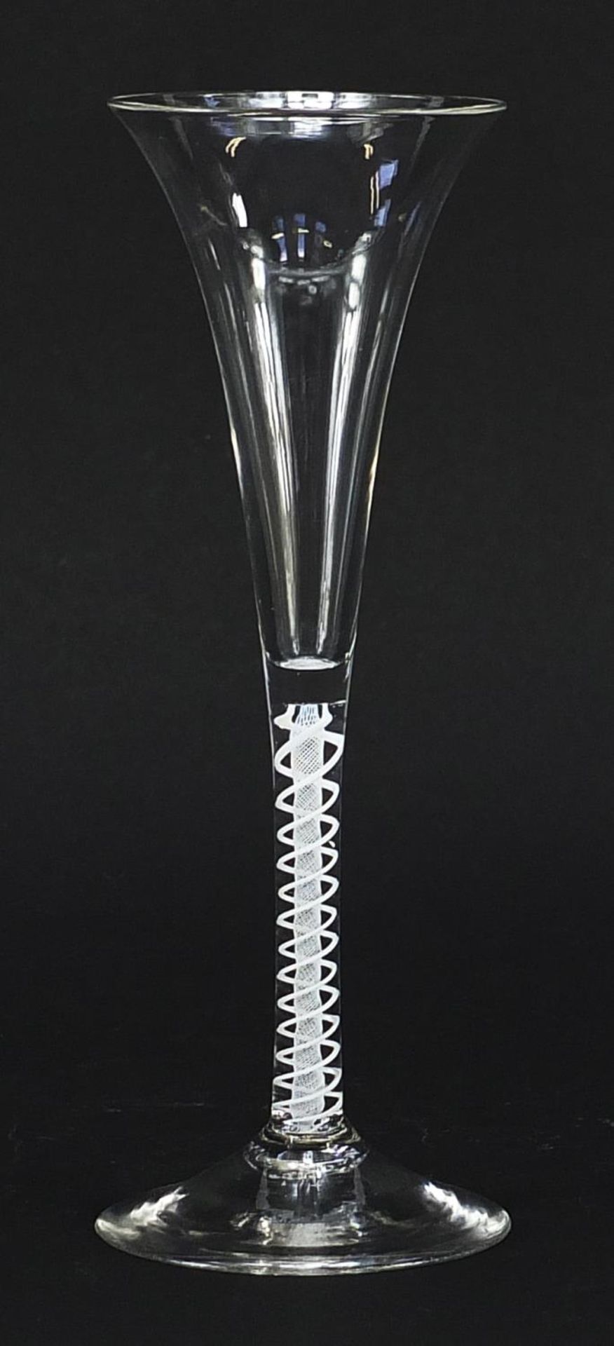 18th century wine glass with multiple opaque twist stem, 19.5cm high