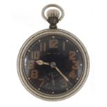 Waltham gentlemen's British military issue pocket watch with black painted and subsidiary dial, 50mm