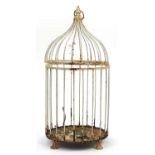 Victorian iron bird cage with paw feet, 65cm high