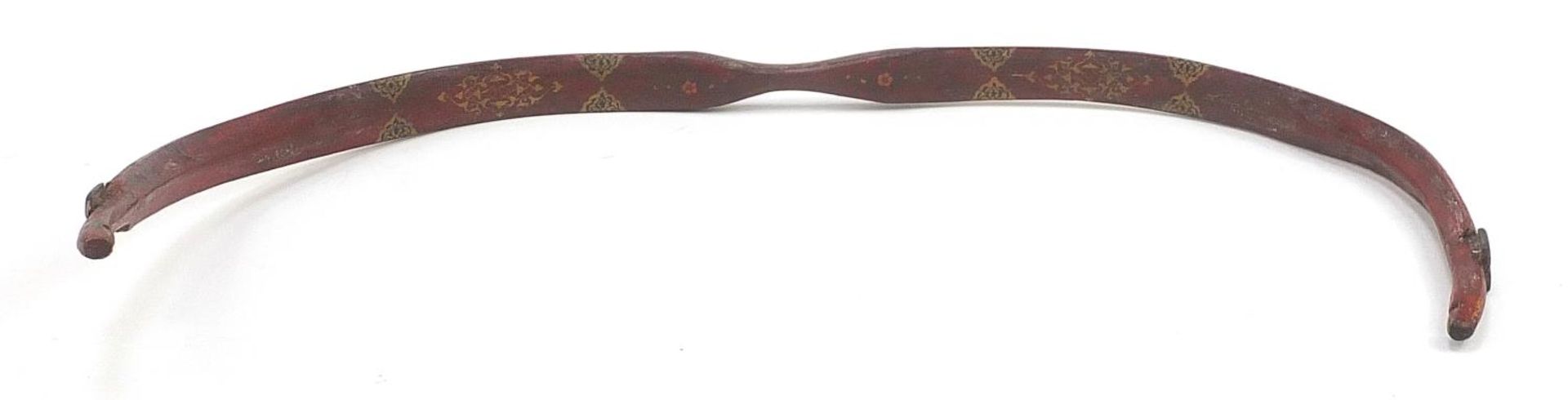 Turkish horn hunting bow hand painted with flowers, 68cm high - Image 2 of 2
