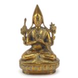 Chino Tibetan patinated bronze figure of Buddha, 16.5cm high