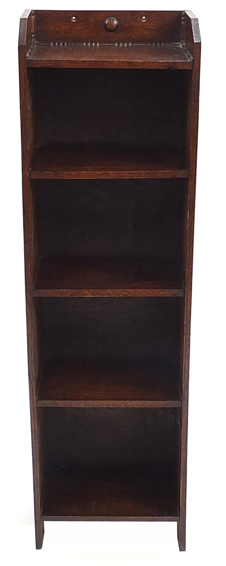 Manner of Liberty & Co, Arts & Crafts oak five shelf open bookcase, 106cm H x 30.5cm W x 19cm D - Image 2 of 3
