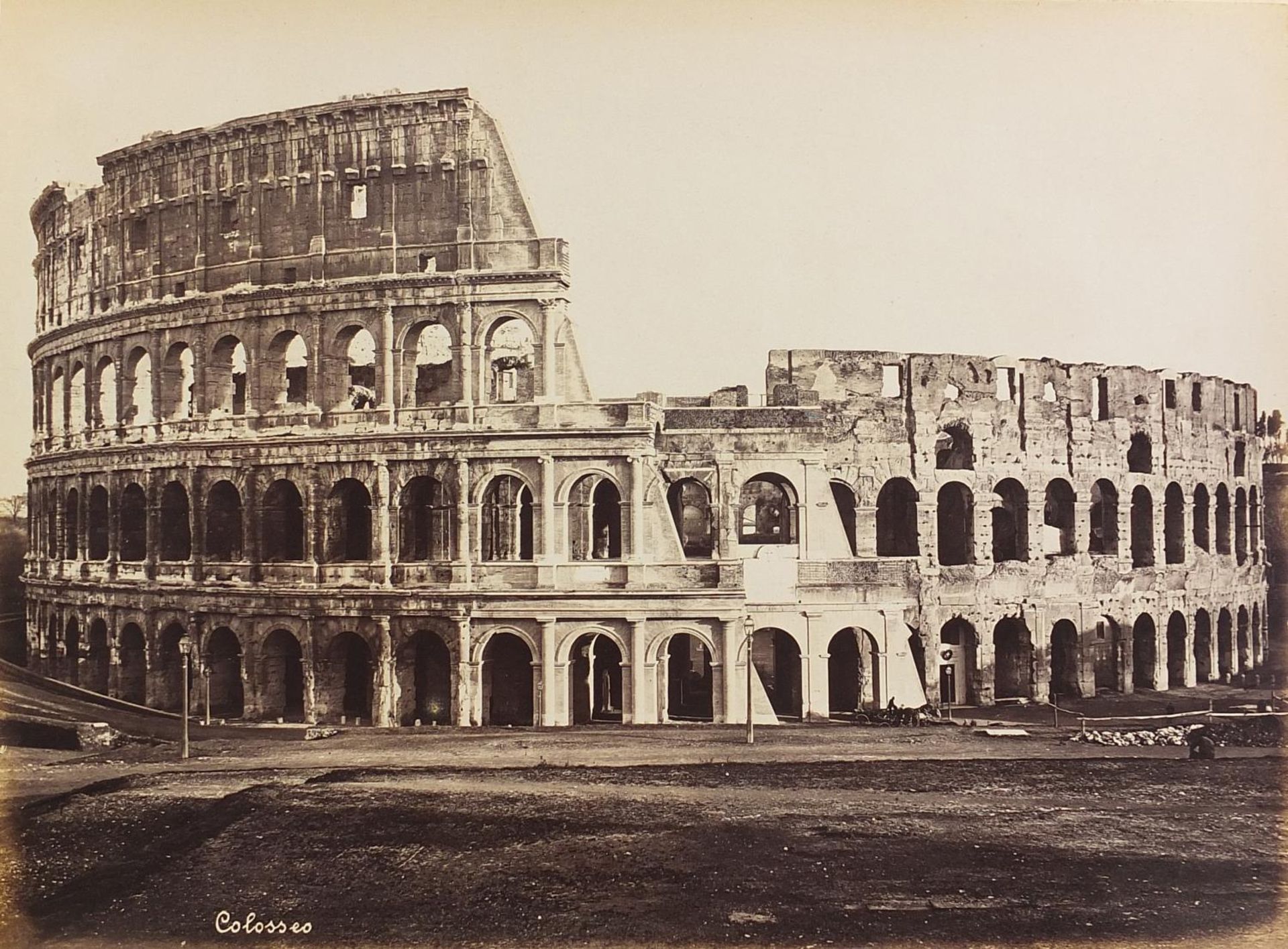 Album of 19th century black and white photographs of Rome including examples titled Portico d'