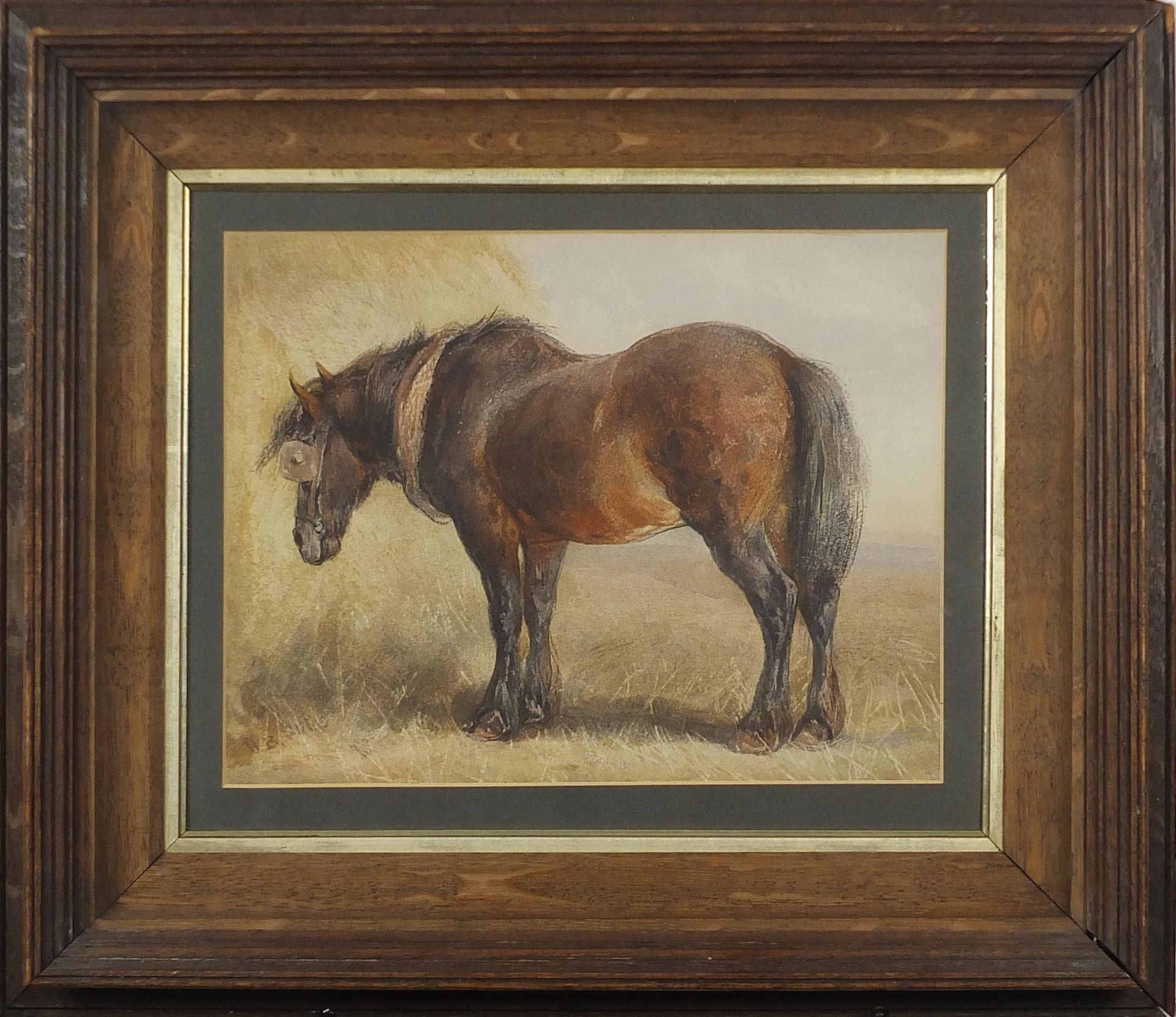 Henry Brittan Willis - Study of a draft horse, 19th century English watercolour, mounted, framed and - Image 2 of 5